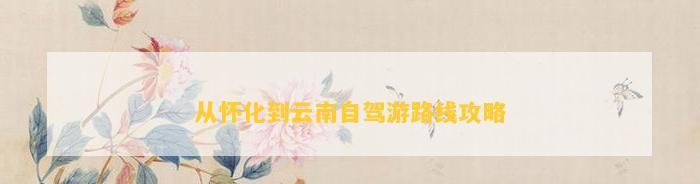 從懷化到云南自駕游路線攻略