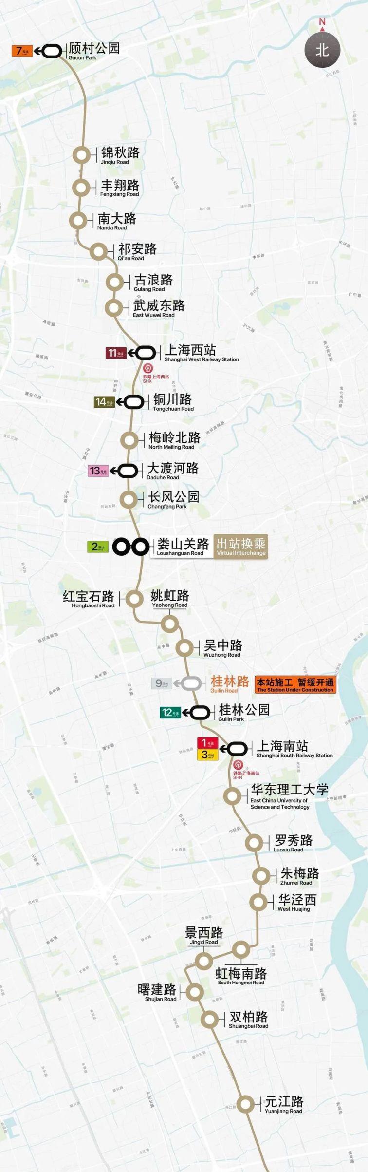 上海地鐵 15 號線:重要南北向線路,途經 5 區,設 29 站,帶動沿線發展