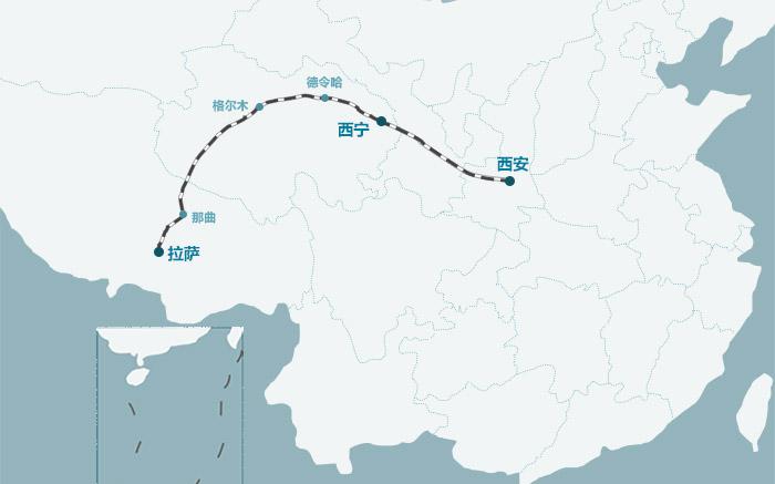 西安到拉薩火車路線圖